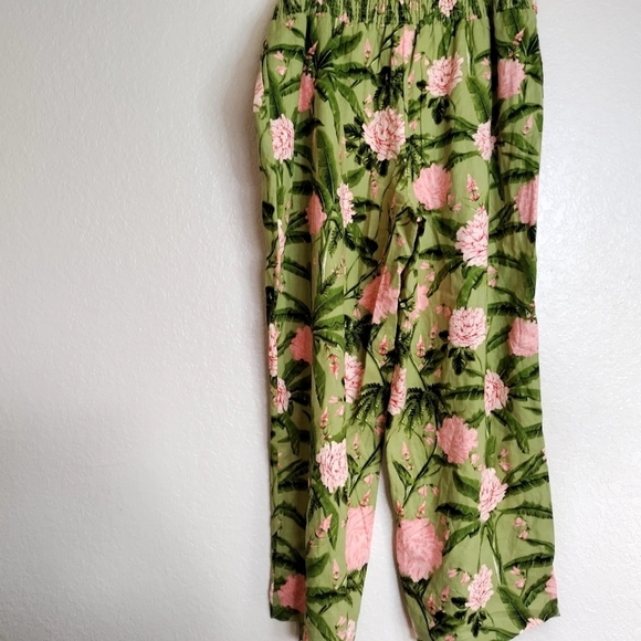 Aquabendita x Target boho peony print linen blend wide leg pants sz XXL - Picture 6 of 8